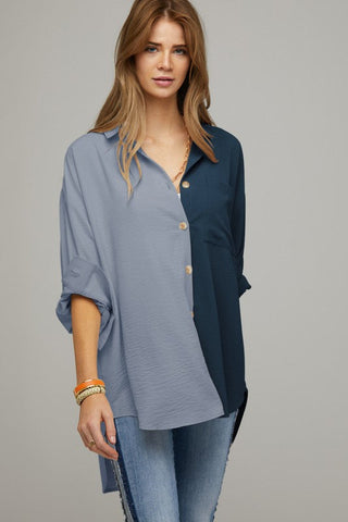 Color Block Button Down Shirt *Online Only* - Premium  from Davi & Dani - Just $75! Shop now 