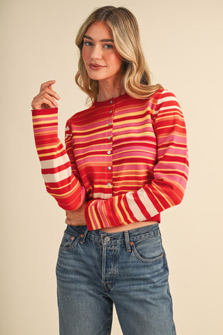 61 Jane Striped Sweater Cardigan