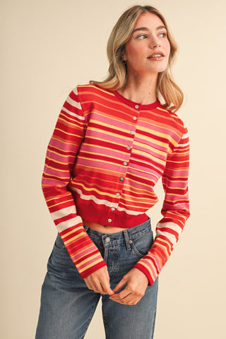 61 Jane Striped Sweater Cardigan