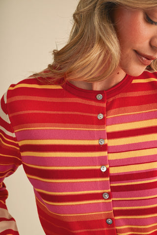 61 Jane Striped Sweater Cardigan