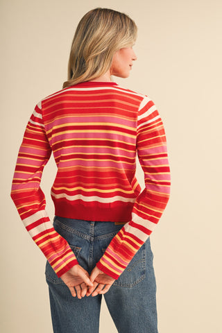 61 Jane Striped Sweater Cardigan