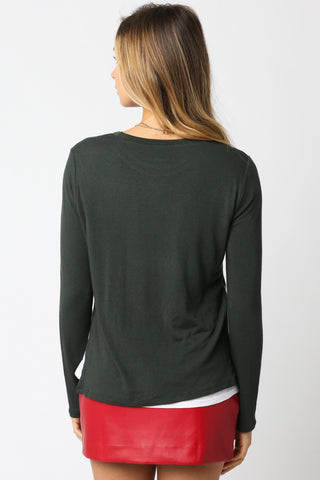 Olivaceous Double Lined Crewneck Sweater Shirt