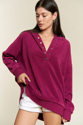 Ribbed Hooded Sweatshirt *Online Only* - Premium clothing at Lonnys NY - Just $78! Shop Womens clothing now 