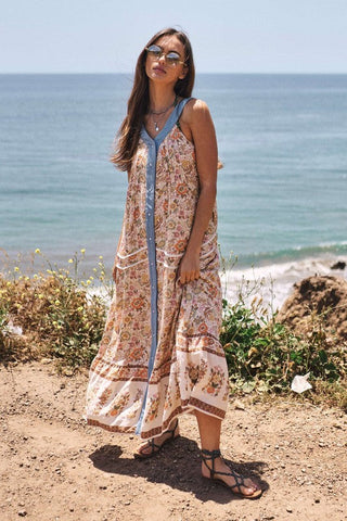 Floral Border Printed V-Neck Sleeveless Maxi Dress *Online Only* - Premium  from Davi & Dani - Just $90! Shop now 
