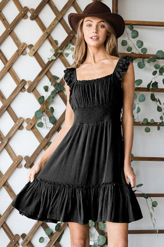 Ruched waist ruffled sleeveless dress *Online Only* - Premium  at Lonnys NY - Just $76.38! Shop Womens clothing now 