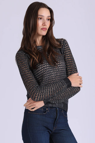 Minnie Rose Studded Mesh Sweater