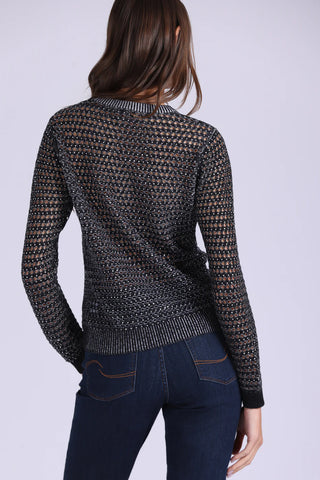Minnie Rose Studded Mesh Sweater