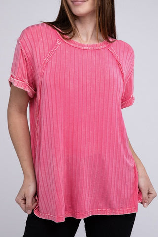 Ribbed Raglan Dolman Sleeve Boat-Neck Top - Premium  at Lonnys NY - Just $35! Shop Womens clothing now 