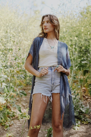 Lightweight Frayed Trim Kimono *Online Only* - Premium clothing at Lonnys NY - Just $48! Shop Womens clothing now 