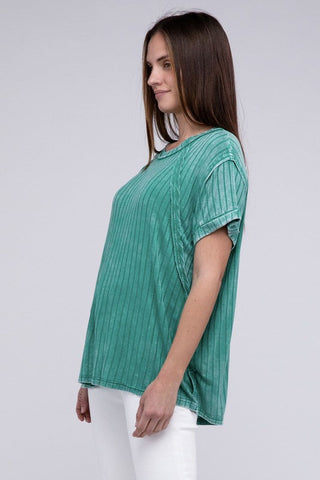 Ribbed Raglan Dolman Sleeve Boat-Neck Top - Premium  at Lonnys NY - Just $35! Shop Womens clothing now 