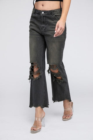 Distressed Vintage Washed Wide Leg Pants *Onine Only* - Premium  at Lonnys NY - Just $78! Shop Womens clothing now 