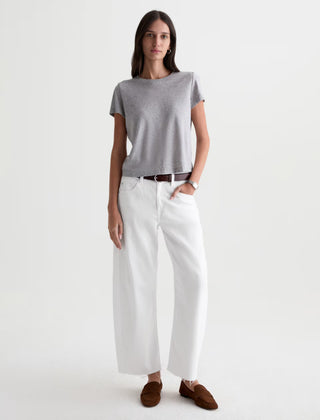 AG Hattie Cropped White Barrel Jeans