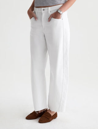 AG Hattie Cropped White Barrel Jeans
