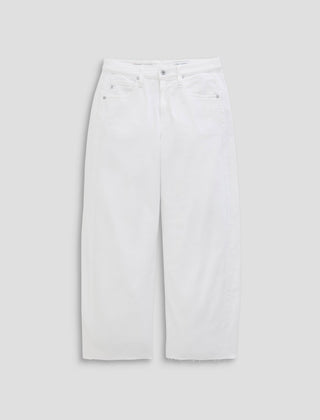 AG Hattie Cropped White Barrel Jeans