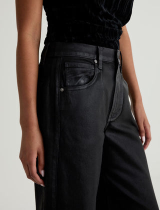 AG Hattie Crop Coated Black Barrel Jeans