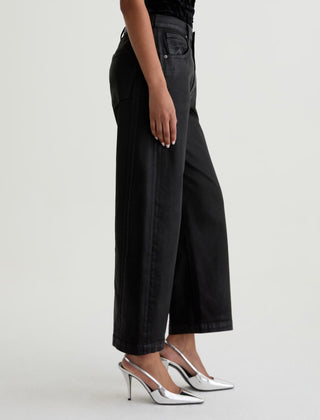 AG Hattie Crop Coated Black Barrel Jeans