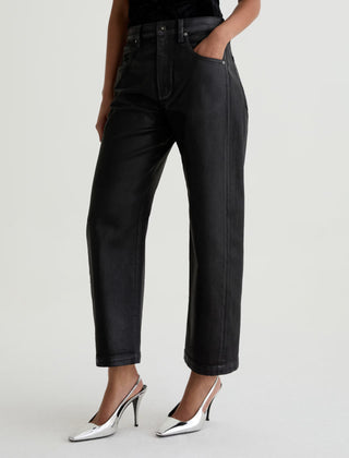 AG Hattie Crop Coated Black Barrel Jeans
