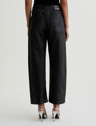 AG Hattie Crop Coated Black Barrel Jeans
