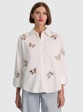 Alice + Olivia Finley Cutout Button Down Shirt