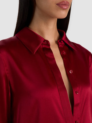 Alice + Olivia Brady Slim Button Down Silk Blouse