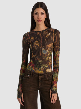 Alice + Olivia Delaina Long Sleeve Sheer Top