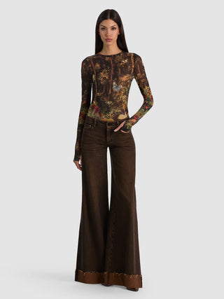 Alice + Olivia Delaina Long Sleeve Sheer Top