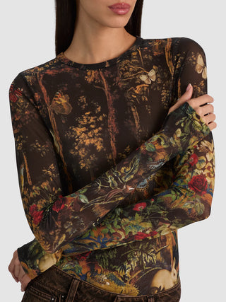 Alice + Olivia Delaina Long Sleeve Sheer Top