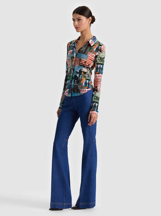 Alice + Olivia Jade Mesh Button Down Shirt