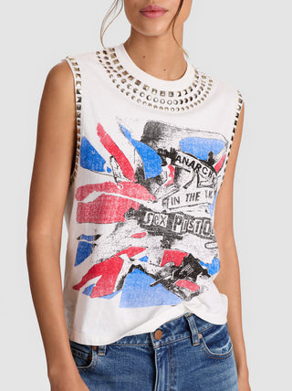Alice Olivia Micha Sex Pistols Embellished Tank