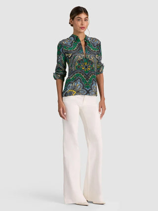 Alice + Olivia Willa Silk Button Down Blouse