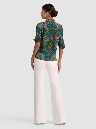 Alice + Olivia Willa Silk Button Down Blouse