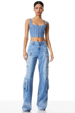 Alice & Olivia Cay Baggy Cargo Jeans - Premium clothing at Lonnys NY - Just $395! Shop Womens clothing now 