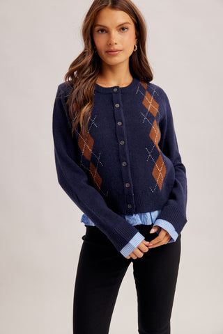 American Poet Argyle Twofer Cardigan