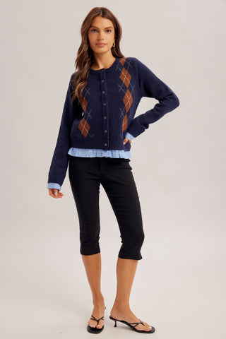 American Poet Argyle Twofer Cardigan