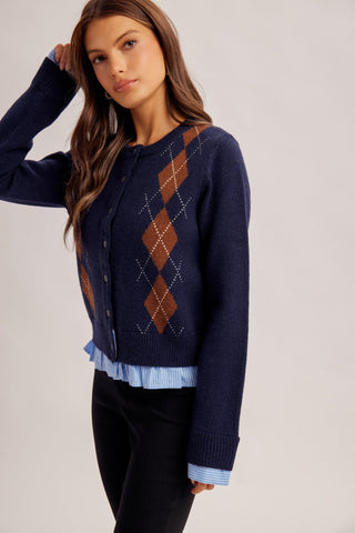 American Poet Argyle Twofer Cardigan