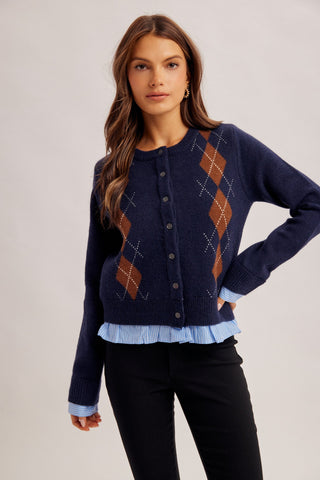 American Poet Argyle Twofer Cardigan