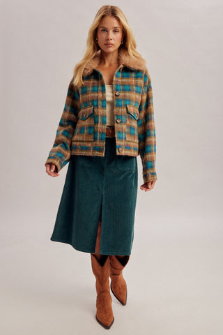 American Poet Detachable Faux Fur Plaid Jacket