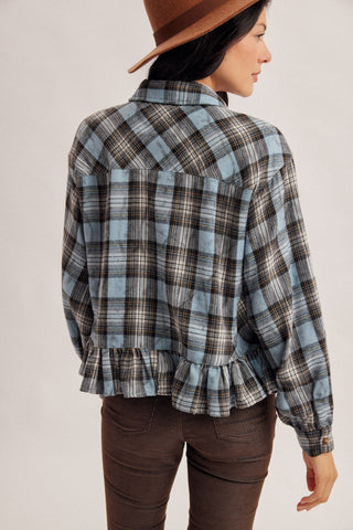 American Poet Frilled Button Down Checker Shirt