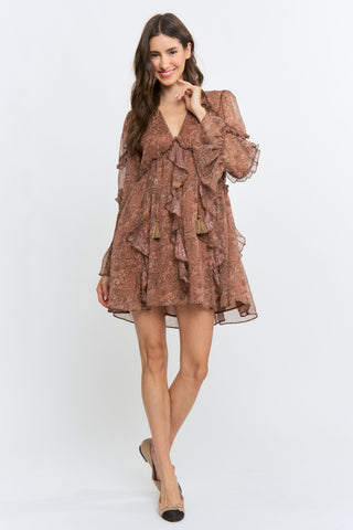 American Poet Paisley Ruffle Dress