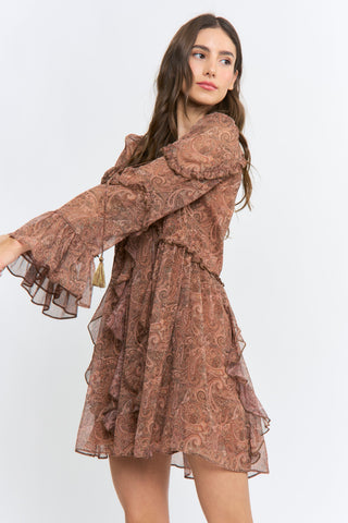 American Poet Paisley Ruffle Dress