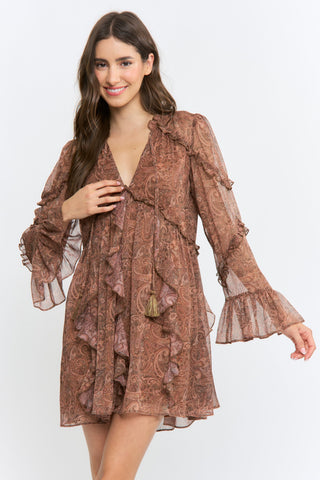 American Poet Paisley Ruffle Dress