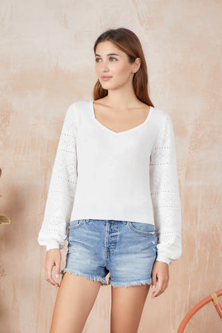 And Isla Anna Pointelle V Neck Shirt - Premium clothing at Lonnys NY - Just $187! Shop Womens clothing now 