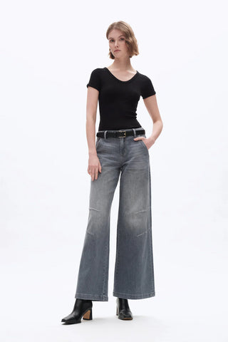 Bayeas Mid Rise Wide Leg Jeans - Premium clothing at Lonnys NY - Just $130! Shop Womens clothing now 