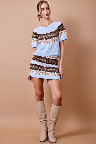 Better Days Jacquard Sweater and Skirt Set
