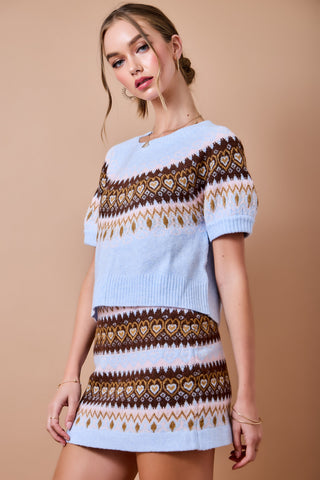 Better Days Jacquard Sweater and Skirt Set