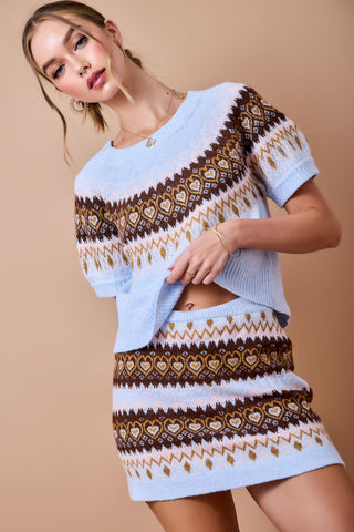Better Days Jacquard Sweater and Skirt Set