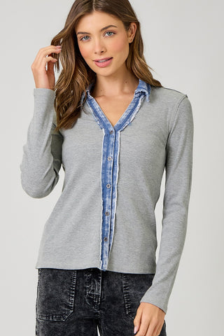 Better Days Ribbed Thermal Button Down