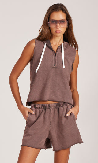 Bobi Sleeveless Half Zip Hoodie