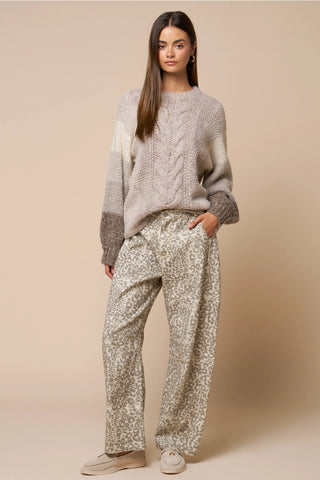 Born in March Colorblock Cable Knit Sweater
