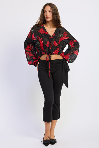 Born in March Floral Button Front Blouse